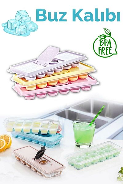 Hayveys Silicone Press Drop Ice Dropper 12 Compartment Lid Freezer I-18