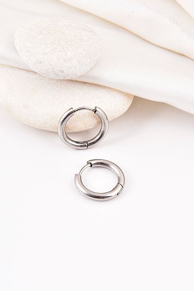 EUROMODA Silver Color Steel Hoop Earrings 6 Different Sizes