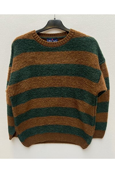 Blue Sail Oversize Çizgili Unisex Kazak