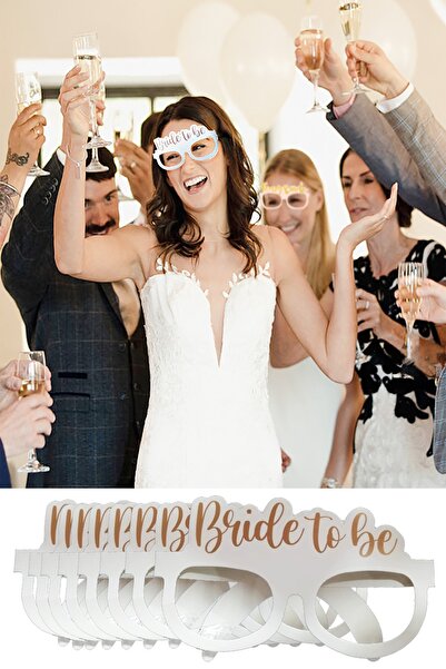 Parti dolabı 8 Adet Bride To Be Konsepti Gözlük Beyaz Rose Gold "bride To Be" Bekarlığa Veda Nedime Partisi