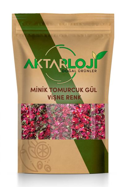 aktarloji 25 Gr Minik Gül Ve Yapraklı Vişne Renk Tomurcuk Gül Kurusu