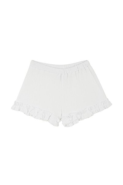 Antebies Jacquard Frilly White Shorts Pajamas Set