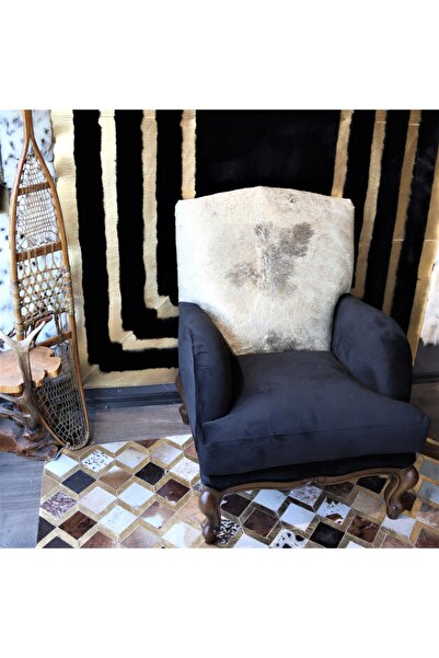 Dericibey Doğal Siyah Dana Derisi Kaplama Tekli Sandalye