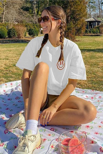 Madmext Bílé oversize dámské tričko s kulatým výstřihem