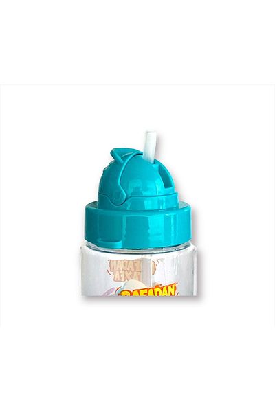 Gıpta Rafadan Tayfa Thin Tritan Flask with Straw 500 Cc Galactic Tayfa - Turquoise