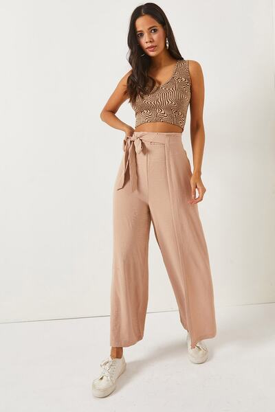 Olalook Taş Bağlama Detaylı Anvelop Palazzo Pantolon PNT-19000199