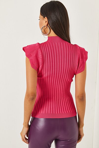Olalook Φούξια μανίκια πεταλούδα καλοκαιρινά πλεκτά μπλούζα BLZ-19000886