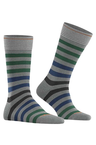 Burlington Herrensocken - Blackpool, Baumwolle, Streifen, Logo, One Size