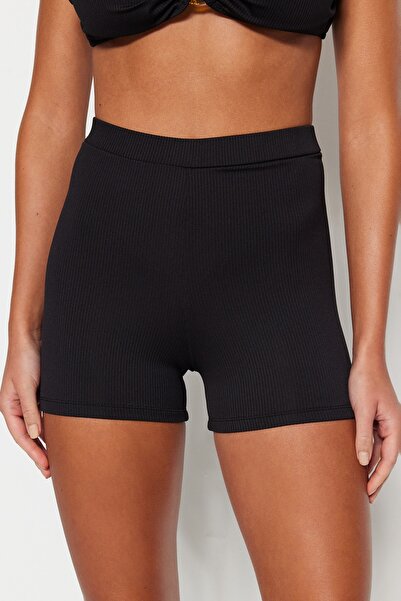 Trendyol Collection Schwarze superhohe Regular-Bikini-Shorts TBESS23BA00249