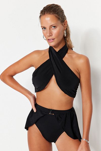 Trendyol Collection Μαύρο Bralette Tie Bikini Top TBESS23BU00296