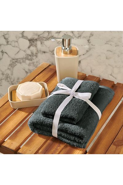 Nuvomon Set of 2 Towels - Anthracite - 30X50 cm + 50X80 cm