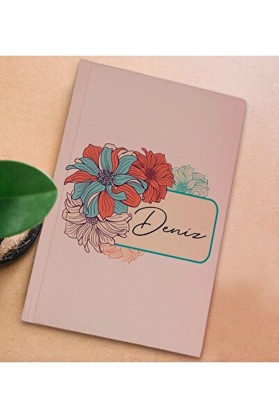 Bk Gift Kişiye Özel Isimli Sert Kapaklı Pudra Pembesi Lastikli Defter