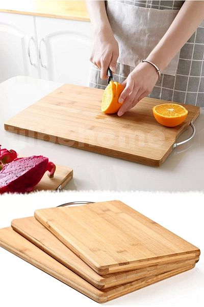 Tilbe Home Bamboo Cutting Board Luxury Large Size Steel Handle Cheese Serving Presentation Tray Meat Vegetable Chopping Board