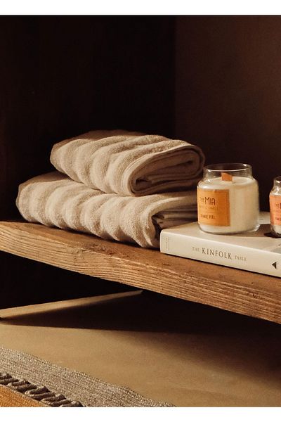 The Mia Fine Cotton Beige Face Towel 90x50 Cm