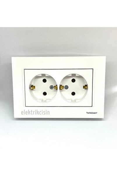 Netelsan Byobu White Double Flush Mounted Grounded Socket Excluding Frame 1 Piece