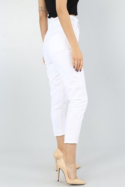 MAKRAS EXCLUSIVE Ζώνη ψηλόμεσο Mom Jeans με κορδόνι
