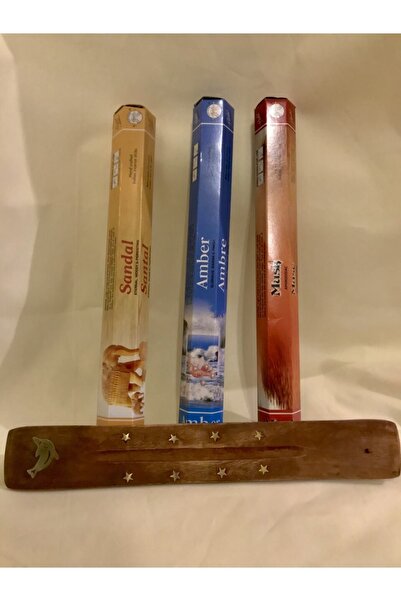 Flute Tütsü Mix 3 Kutu Misk, Amber, Sandal 60 Adet Tütsü Çubuğu Ve Tütsü Kayığı