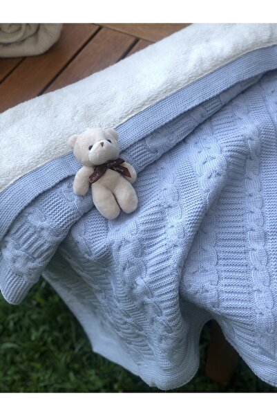 Recos Knitwear Baby Blanket - Fiber Filled, Wellsoft and Little Plush Teddy Bear Gift