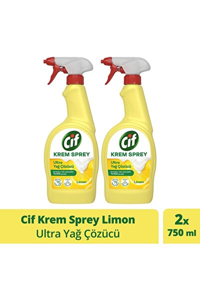 Cif Yüzey Temizleyici Sprey Krem Limon Ultra Yağ Çözücü 750 Ml X2