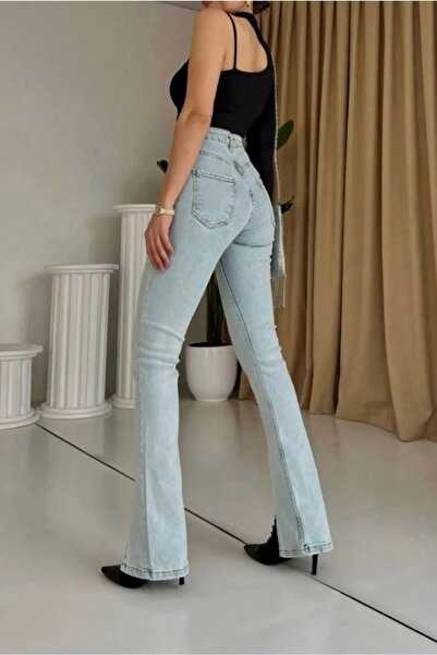 MAKRAS EXCLUSIVE Monera Rosa Front Slit High Waist Jeans