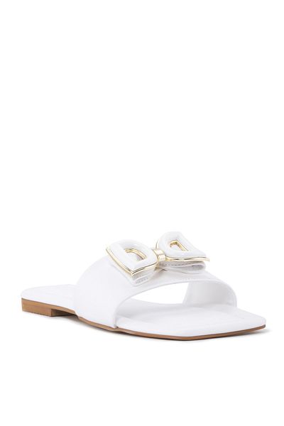 Sole Sisters Flat Slippers White - Cırede