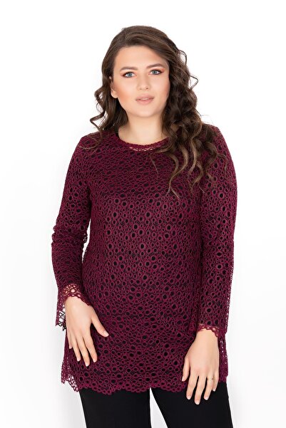 OLEA XXL Büyük Beden Abiye Bluz 3066 Bordo