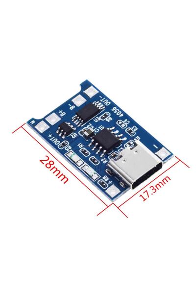 Genel Markalar Tp4056 Korumalı Lityum Pil Şarj Devresi Type C Usb Batarya