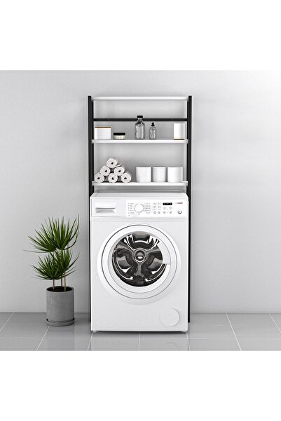 Macco Mobilya Banyo Dolabı Çamaşır Makinesi Dolabı Banyo Rafı Çamaşır Makina Üstü Dolap Banyo Düzenleyici Beyaz