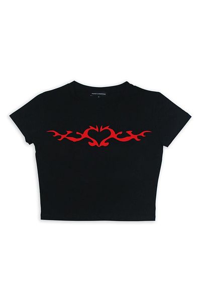Touz zolid φορούν Clawed Heart Printed Black Crop