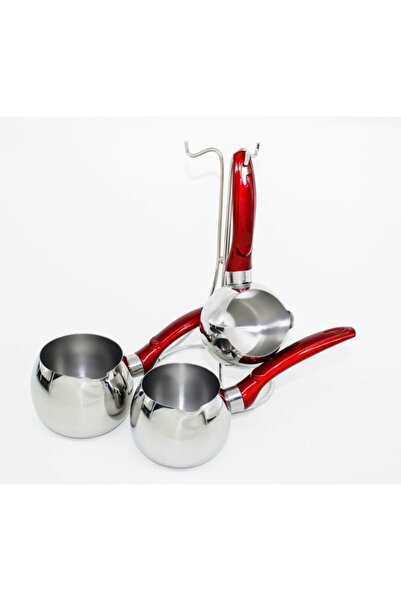 Genel Markalar Cezve Takımı Standlı 4 Parça Çelik Cezve Seti