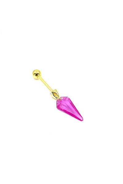 La femme by begum Pink Diamond Slice Dangle Gold Silver Piercing,helix,tragus,flat,conch Ball Rotating Piercing