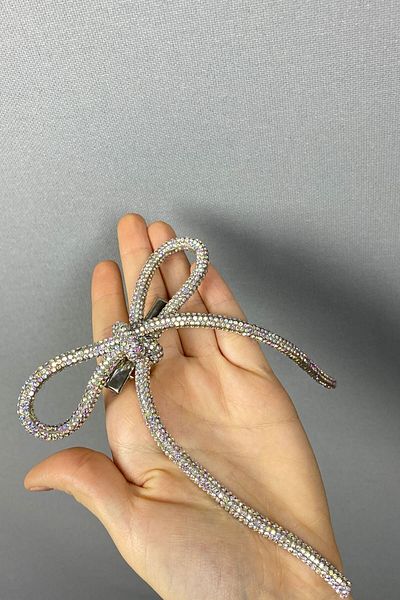 Hobigram Agrafă de păr cu design special Janjanlı Silver Full Stone
