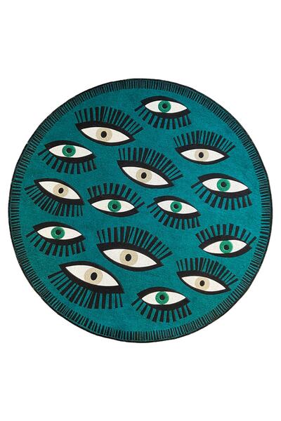 RUGSMODERN Mira 867 Yosun Yeşili Göz Desenli Yuvarlak Halı