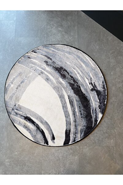 Rugs Modern Halı Mira 1075 Gri Soyut Desenli Yuvarlak Dokuma Taban Halı