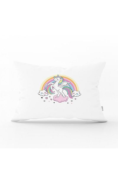 Realhomes Unicorn and Star Patterned White Children's Room - Rectangular Pillowcase