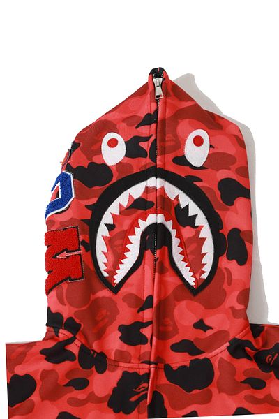 Leox Wear Red Zip Bape Unisex Embroidery Cardigan - Thick Design