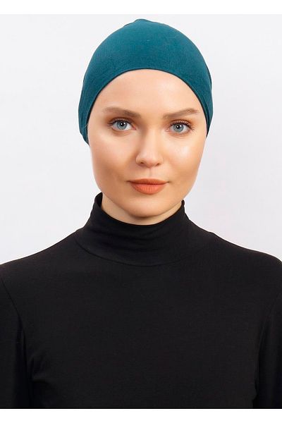 Ecardin Lycra Comfortable Non-Slip Practical Anti-Sweat Seamless Hijab Bonnet Scarf Turban Ready Bonnet - Emerald