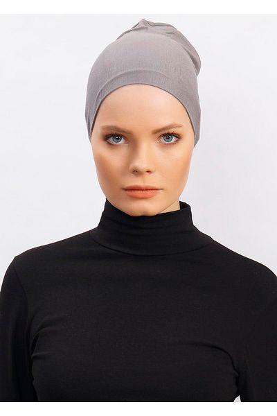 Ecardin Lycra Comfortable Non-Slip Practical Anti-Sweat Seamless Hijab Bonnet Scarf Turban Ready Bonnet - Dark Gray