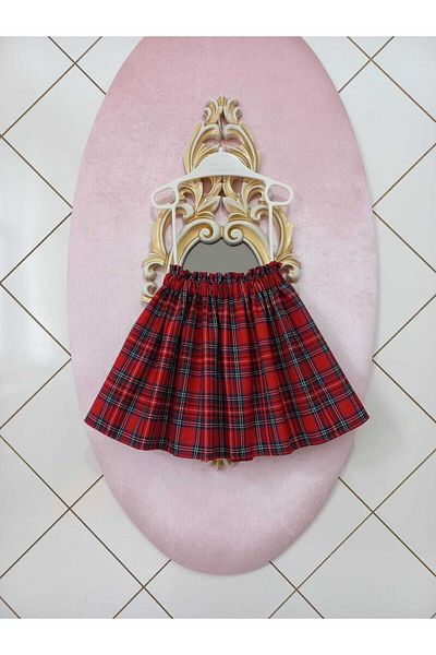 Eylülce Butik Plaid Red Skirt