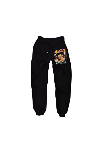 fame-stoned Eminem - Hip Hop - Rap Printed Unisex Black Elastic Leg Sweatpants