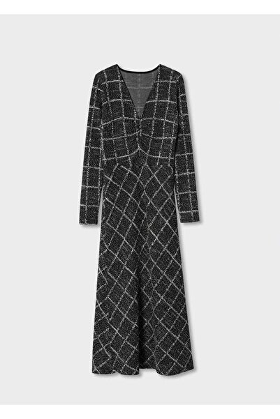 MANGO Woman Kareli Örgü Elbise