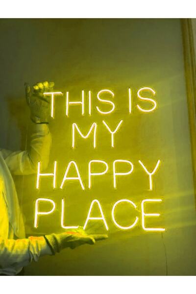 dekoraven This Is My Happy Place Neon Yazı Led Tabela Dekoratif Aydınlatma(50...