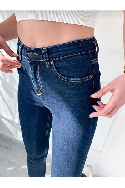 geenz manifacture Pantaloni skinny albastru închis Ngbutika Full Lycra