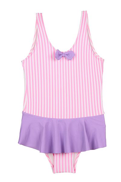 No Gossip Kids Skirted Children's Swimsuit Striped Pink234104