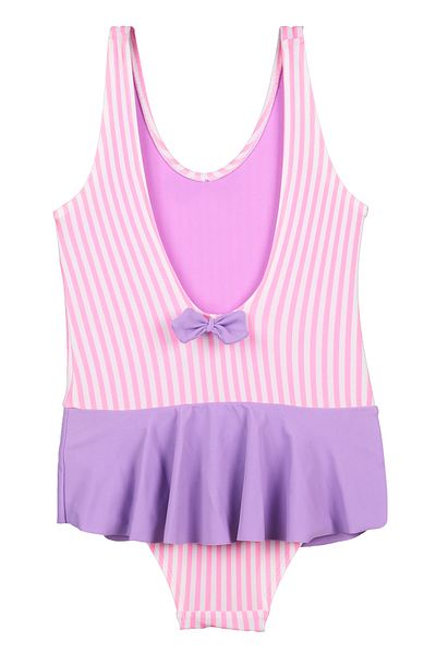 No Gossip Kids Skirted Children's Swimsuit Striped Pink234104