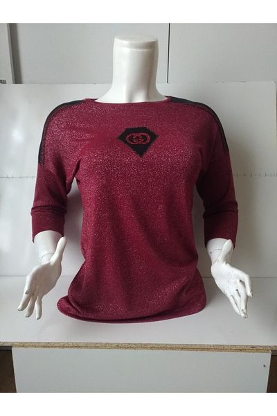 anne moda ankara Φωτεινό μανίκι τριών τετάρτων Fit Cut Blouse