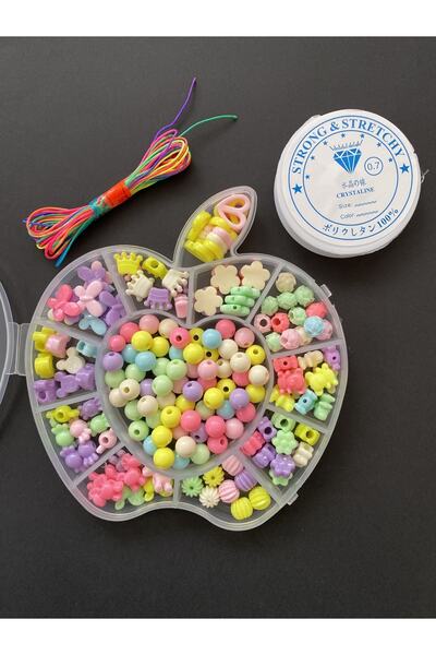 LİVZA BİJUTERİ Elma Desenli Organizer Kutuda Plastik Boncuklu Takı Yapma Hobi...