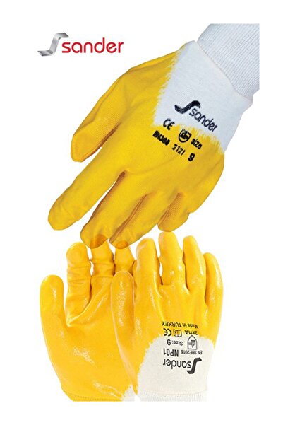 SANDER Sarı Nitril Eldiven Np01- No:9-10 (1 Paket:12 Çift)