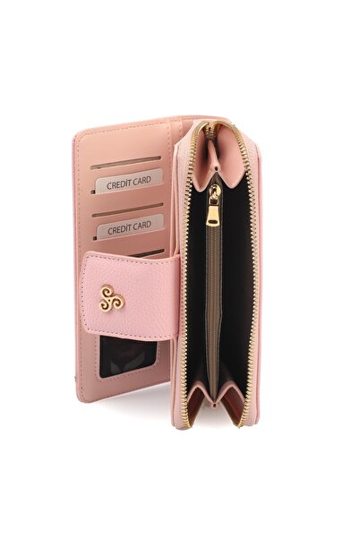 Ysmn Multi-Compartment Women's Wallet & Card Holder with Plenty of Eyelets and Zipper Pink Yc100005srl
