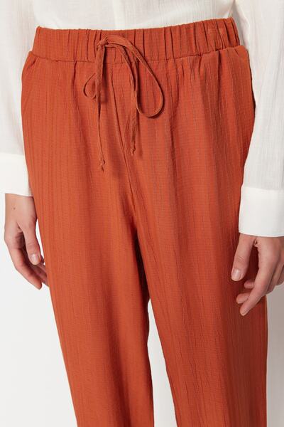 Trendyol Collection Brown Woven Waist and Leg Elastic Crepe Trousers TWOSS23PL00055